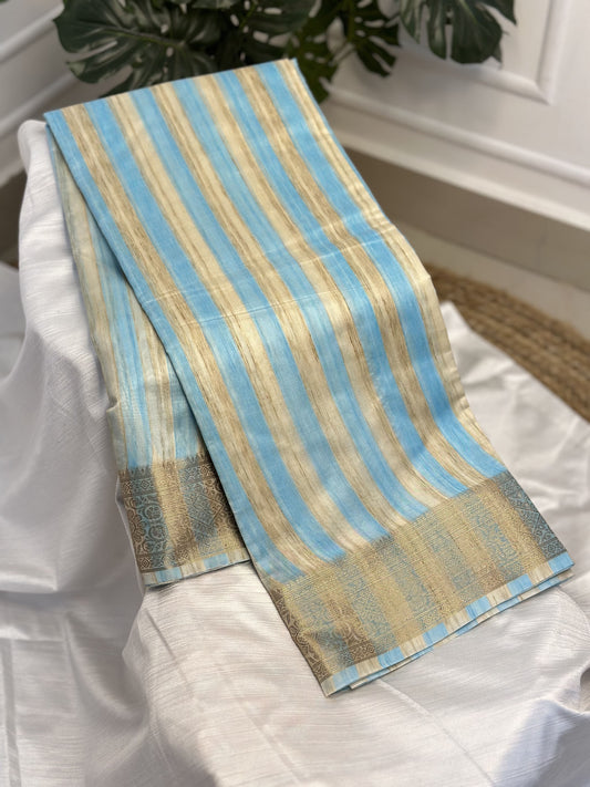 Light Blue Semi Tussar Saree