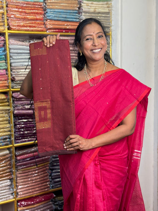 Maroon Silk Cotton Saree