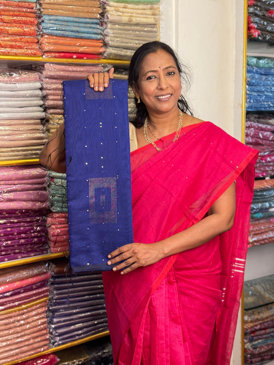 Dark Blue Silk Cotton Saree