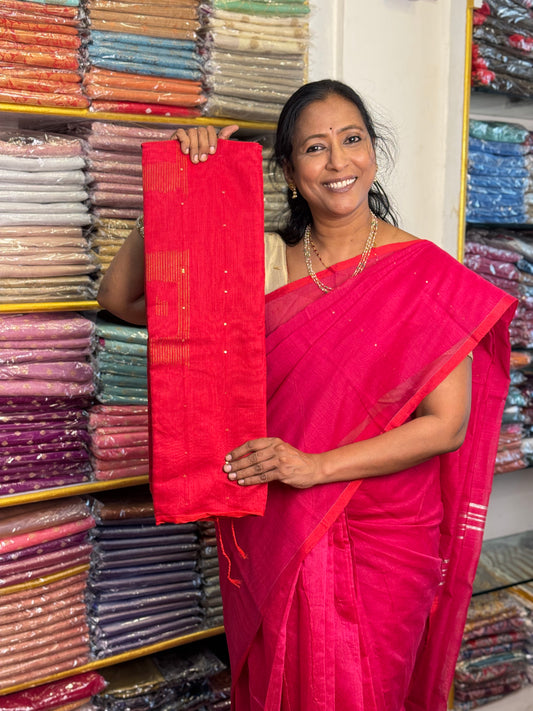 Red Silk Cotton Saree