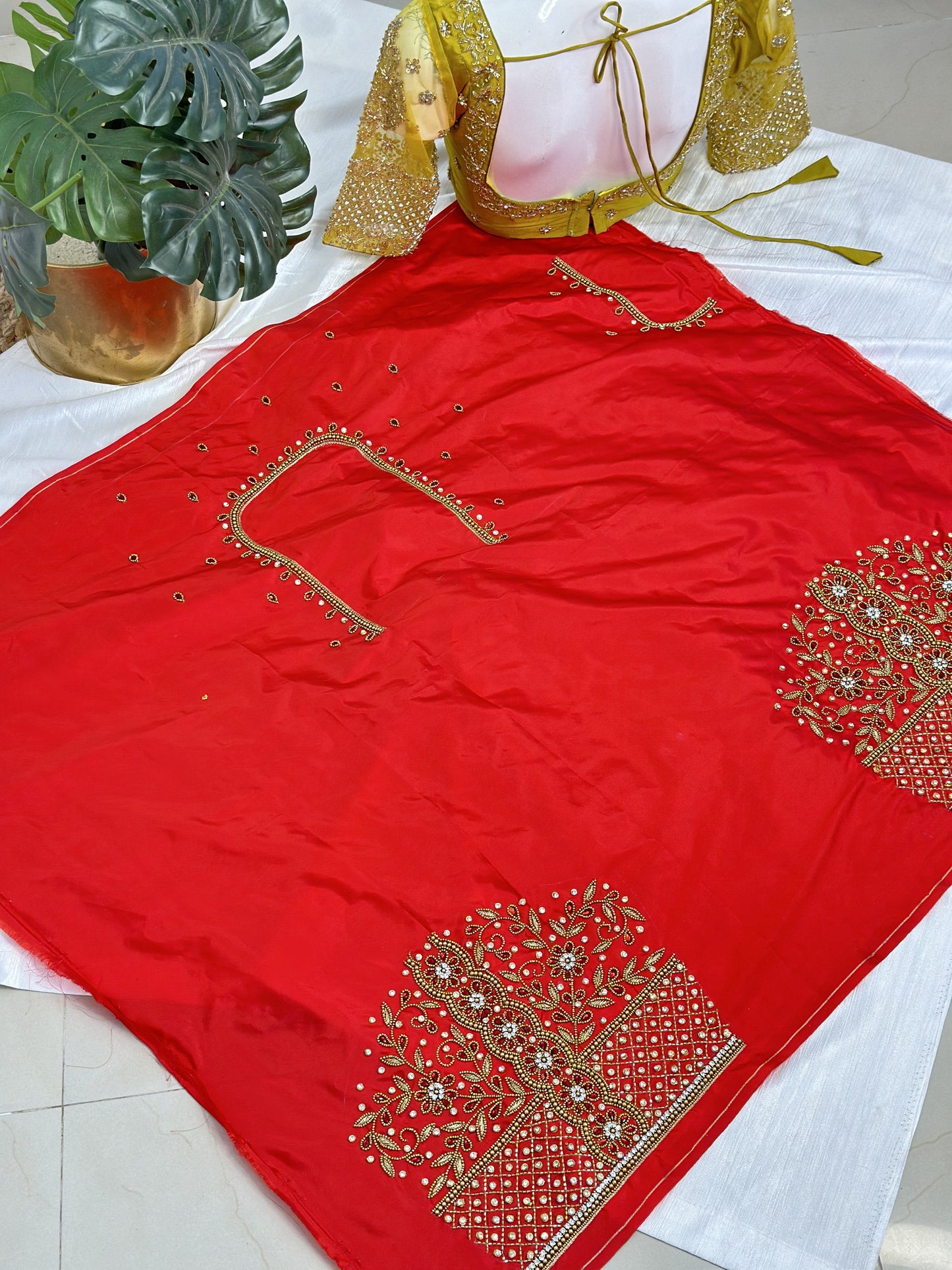 Red Hand Work Blouse