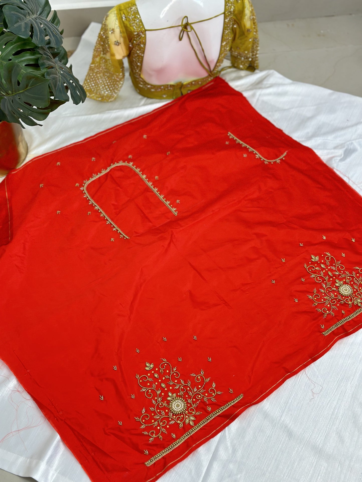 Red Hand Work Blouse