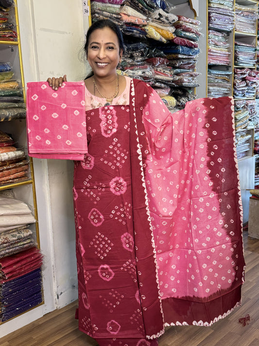 Pink Unstitched Salwar Suit
