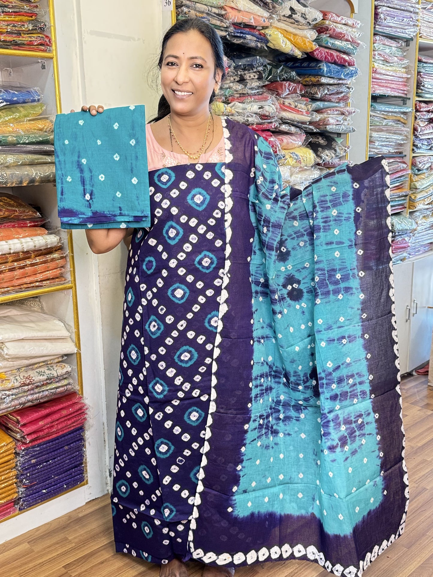 Blue Unstitched Salwar Suit