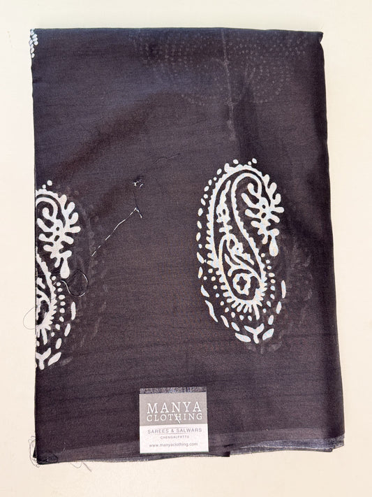 Black Pure Mul-Mul Cotton Saree