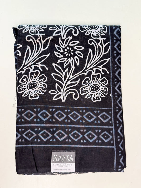 Black Pure Mul-Mul Cotton Saree