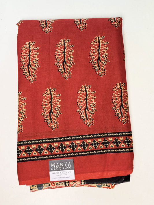 Red Pure Mul-Mul Cotton Saree