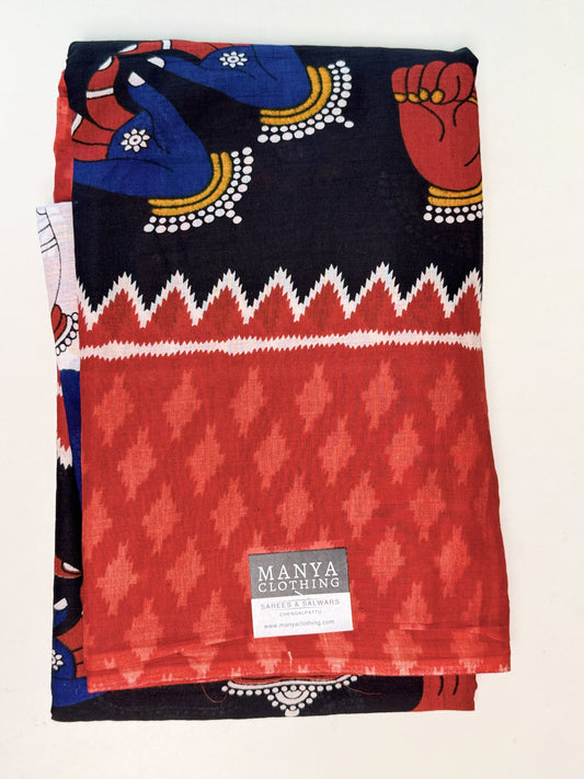 Black Pure Mul-Mul Cotton Saree