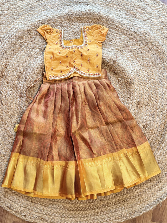 Mango Yellow with Brown Baby Dress