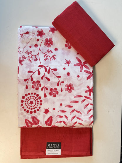 Red Unstitched Salwar Suit
