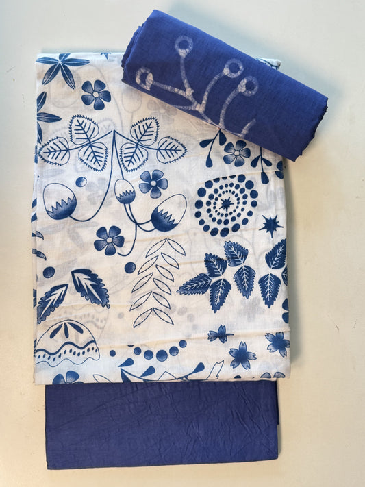 Blue Unstitched Salwar Suit