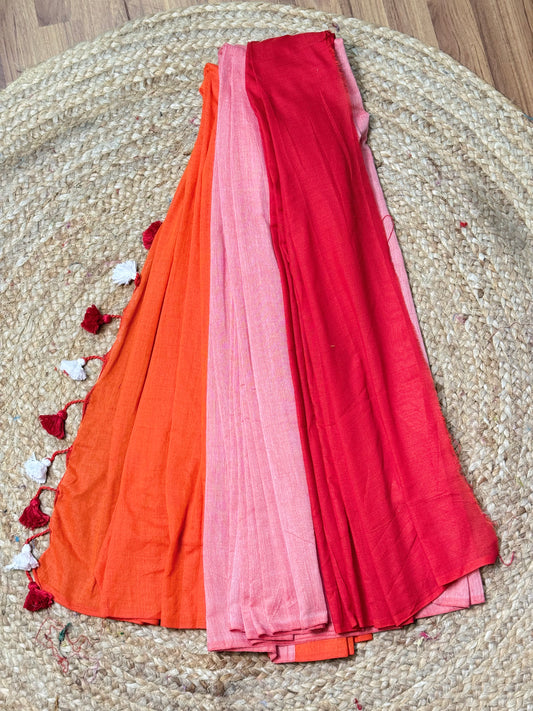 TRIPLE SHADED SAREE.