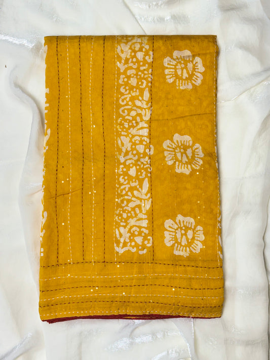 Mango Yellow Staple Cotton Saree