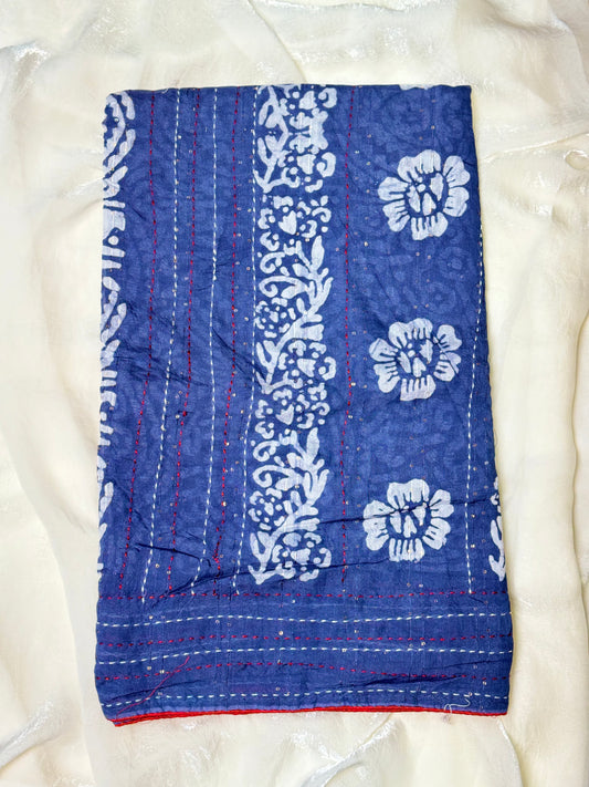 Dark Blue Staple Cotton Saree
