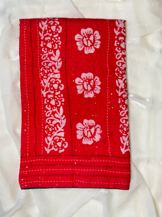 Tomato Pink Staple Cotton Saree