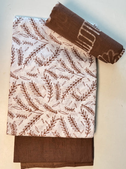Brown Unstitched Salwar Suit