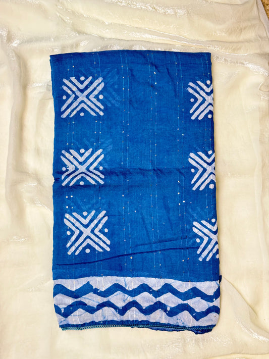 Blue Staple Cotton Saree