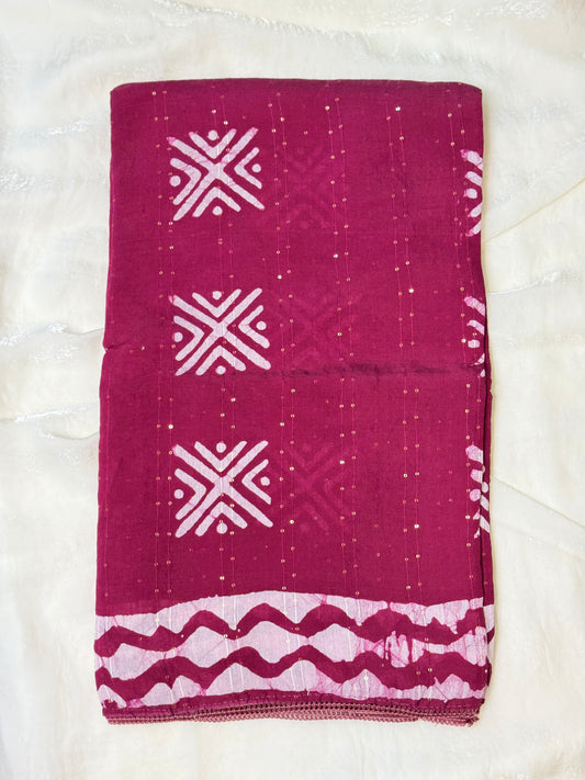 Magenta Staple Cotton Saree