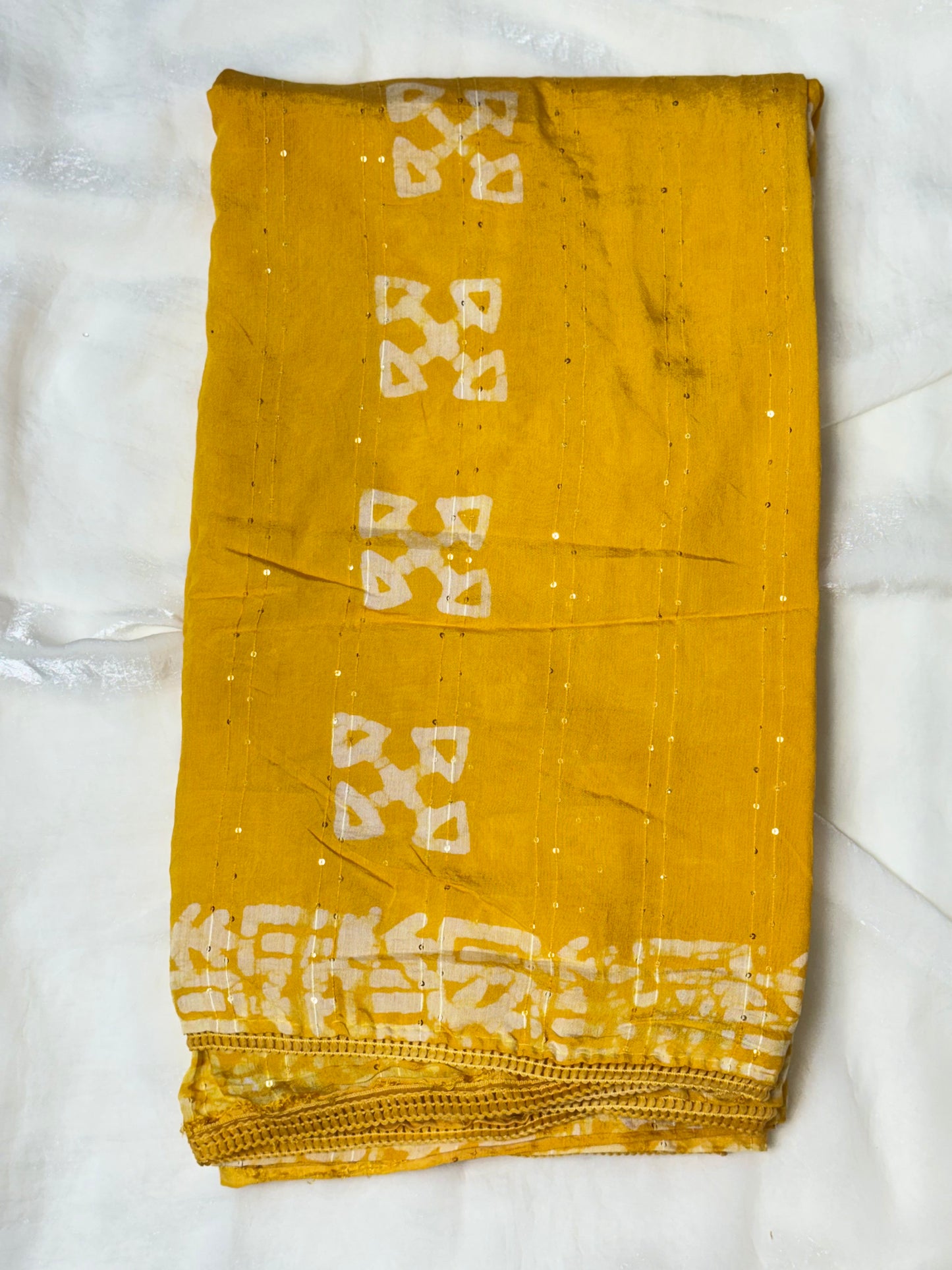 Yellow Staple Cotton Saree
