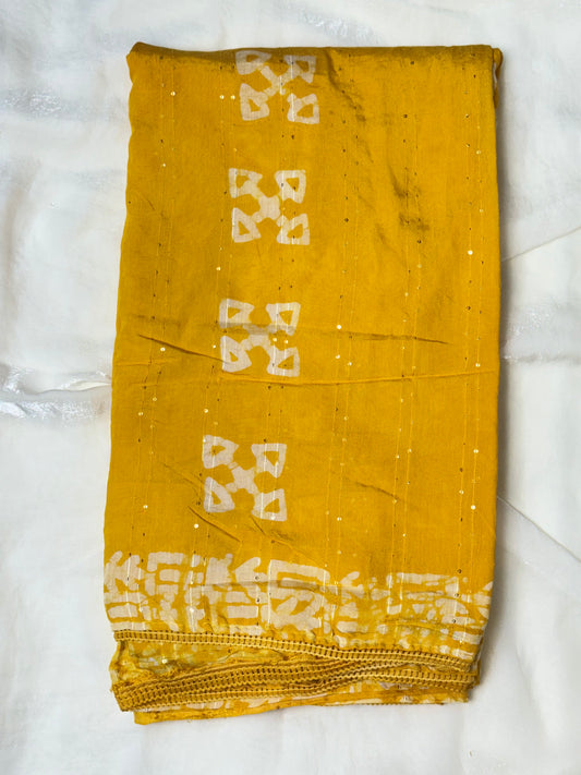 Yellow Staple Cotton Saree