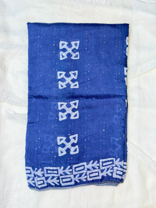 Blue Staple Cotton Saree