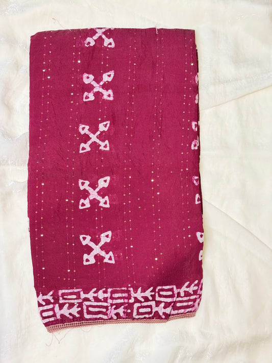 Dark Magenta Staple Cotton Saree