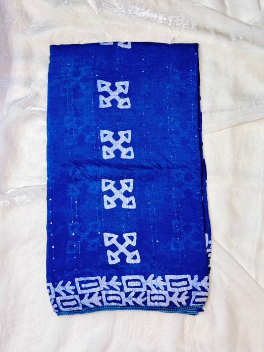 Blue Staple Cotton Saree