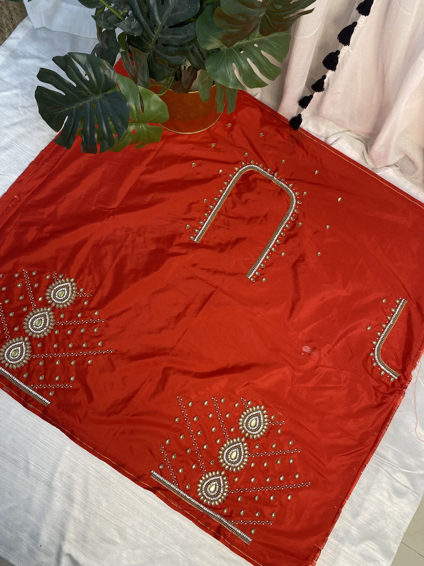 Red Hand Work Blouse