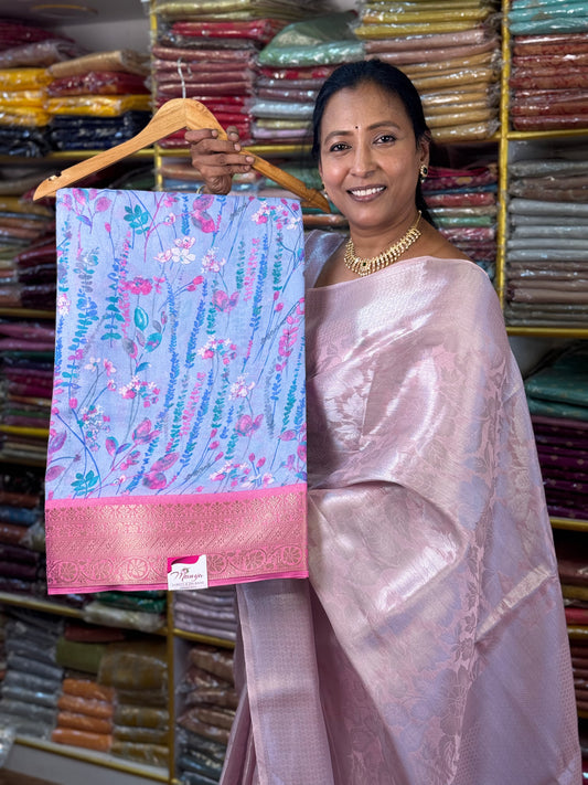 Blue with Pink Georgette Saree