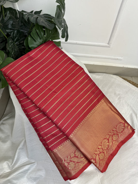 Tomato Pink Semi Kathan Saree