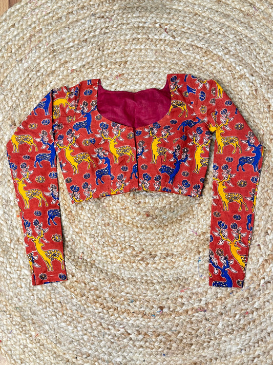 Maroon Kalamkaari Ready to Wear Blouse