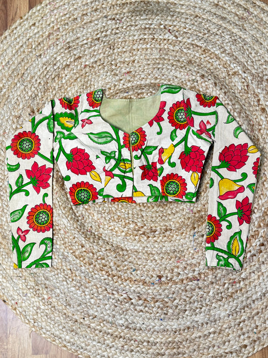 Half White  Kalamkaari Ready to Wear Blouse
