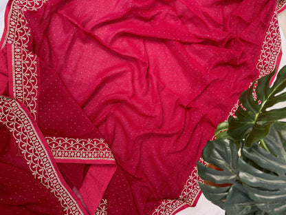 Pink Georgette Saree