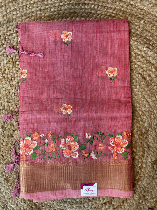 Nude Pink Tissue Saree