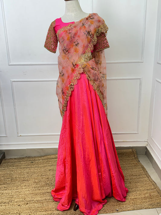 Peach Half Saree Set