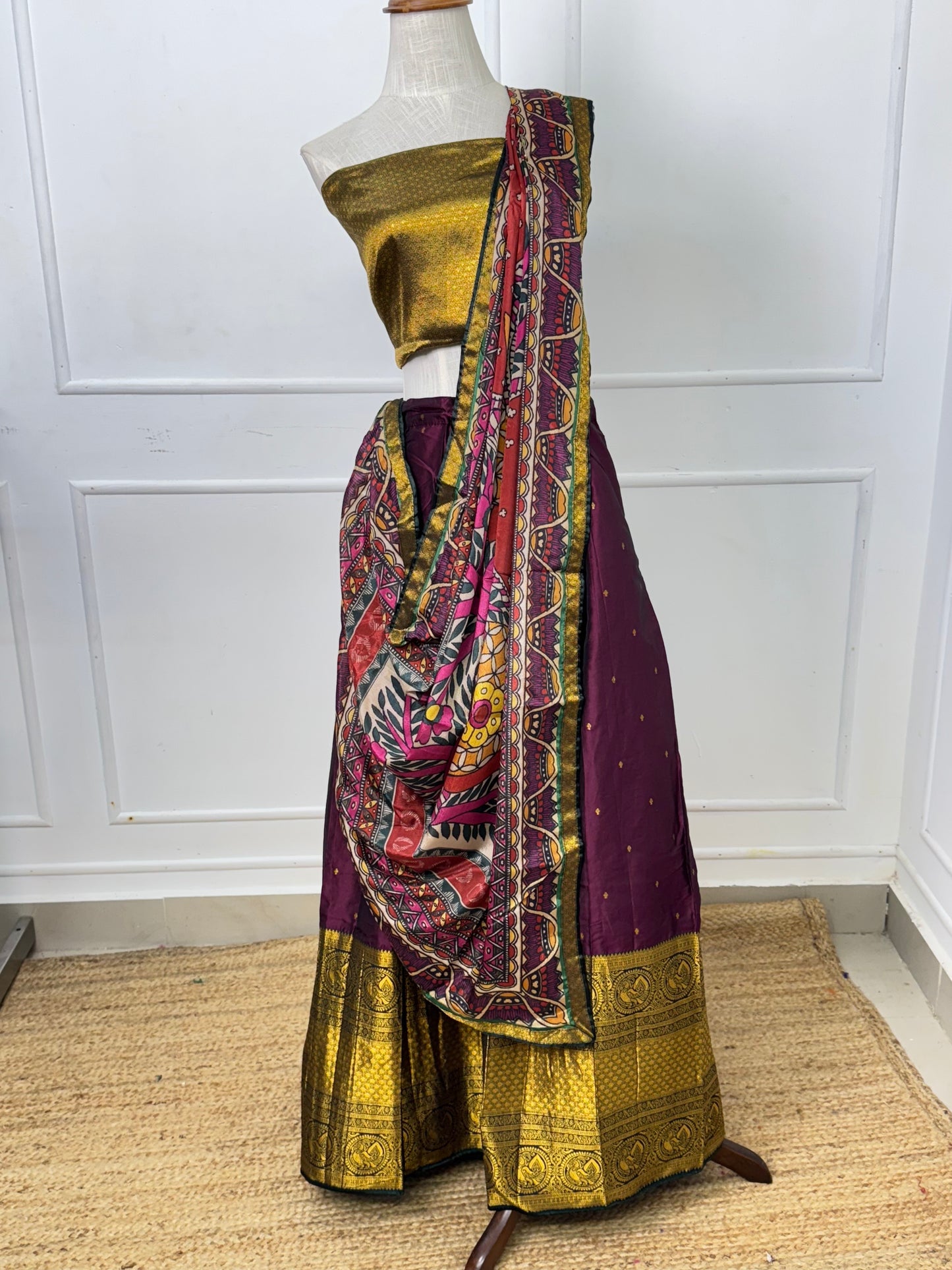 Purple Half Saree Set