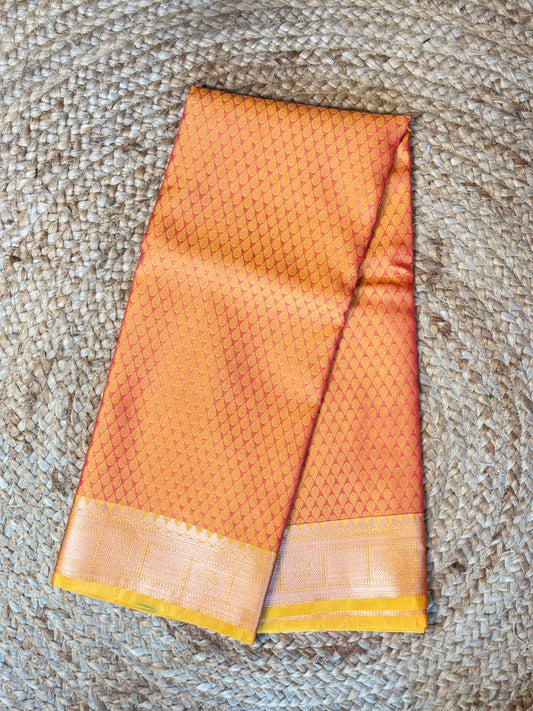 Orange Kora Muslin Saree