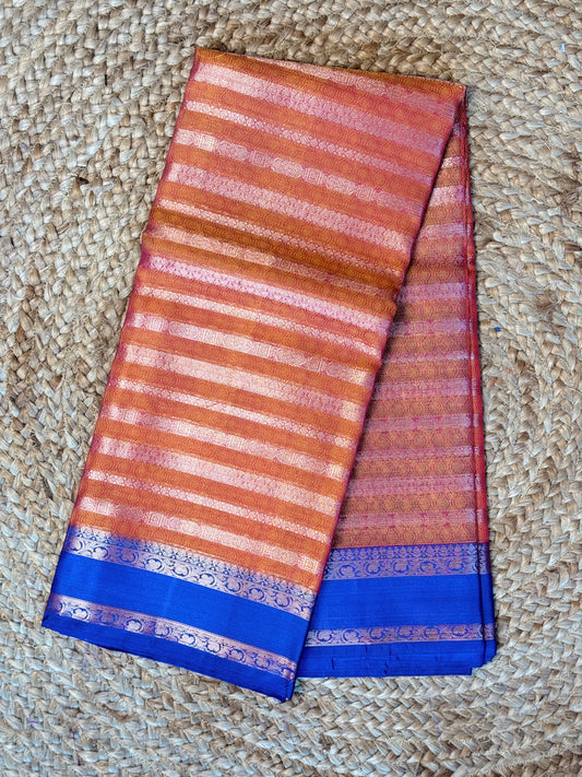 Orange Kora Muslin Saree