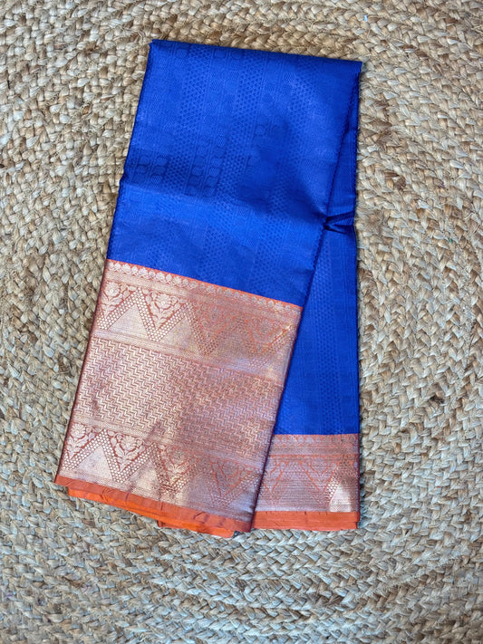 Blue Kora Muslin Saree