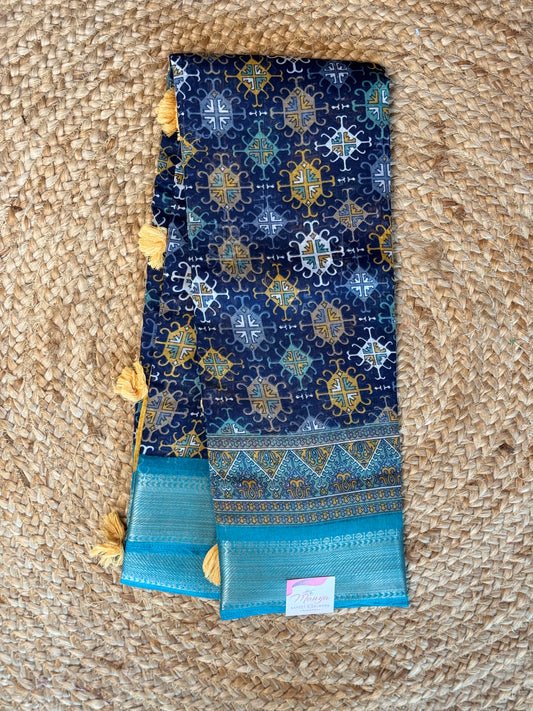 Blue Soft Silk Saree.