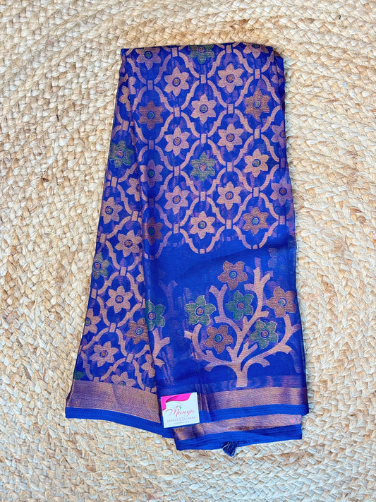 Dark Blue  Tissue Saree