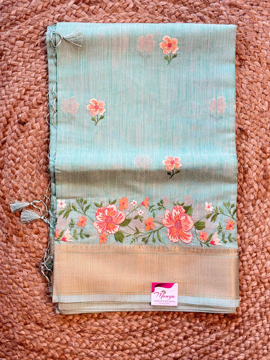 Pastel Green Tissue Saree