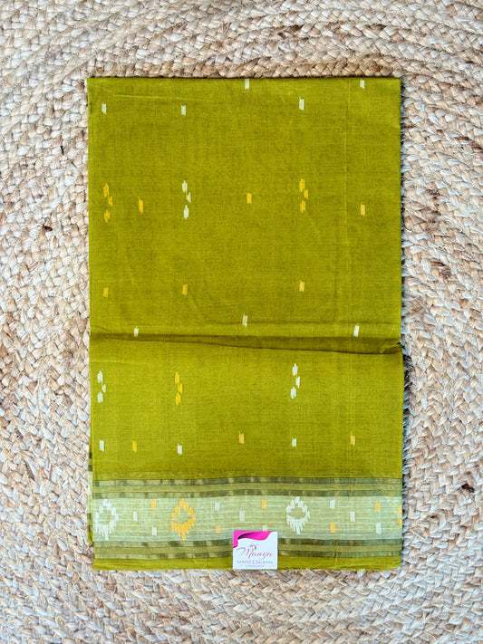 Green cotton saree