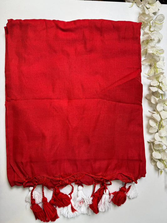 Red Khadi Cotton Saree