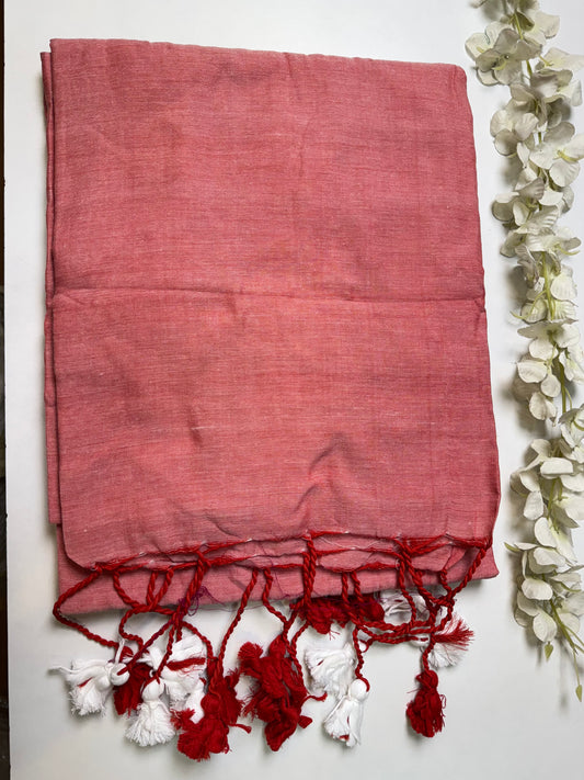 Light Peach Khadi Cotton Saree