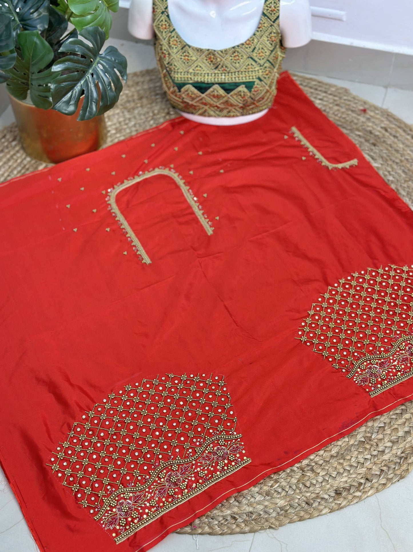 Red Hand Work Blouse