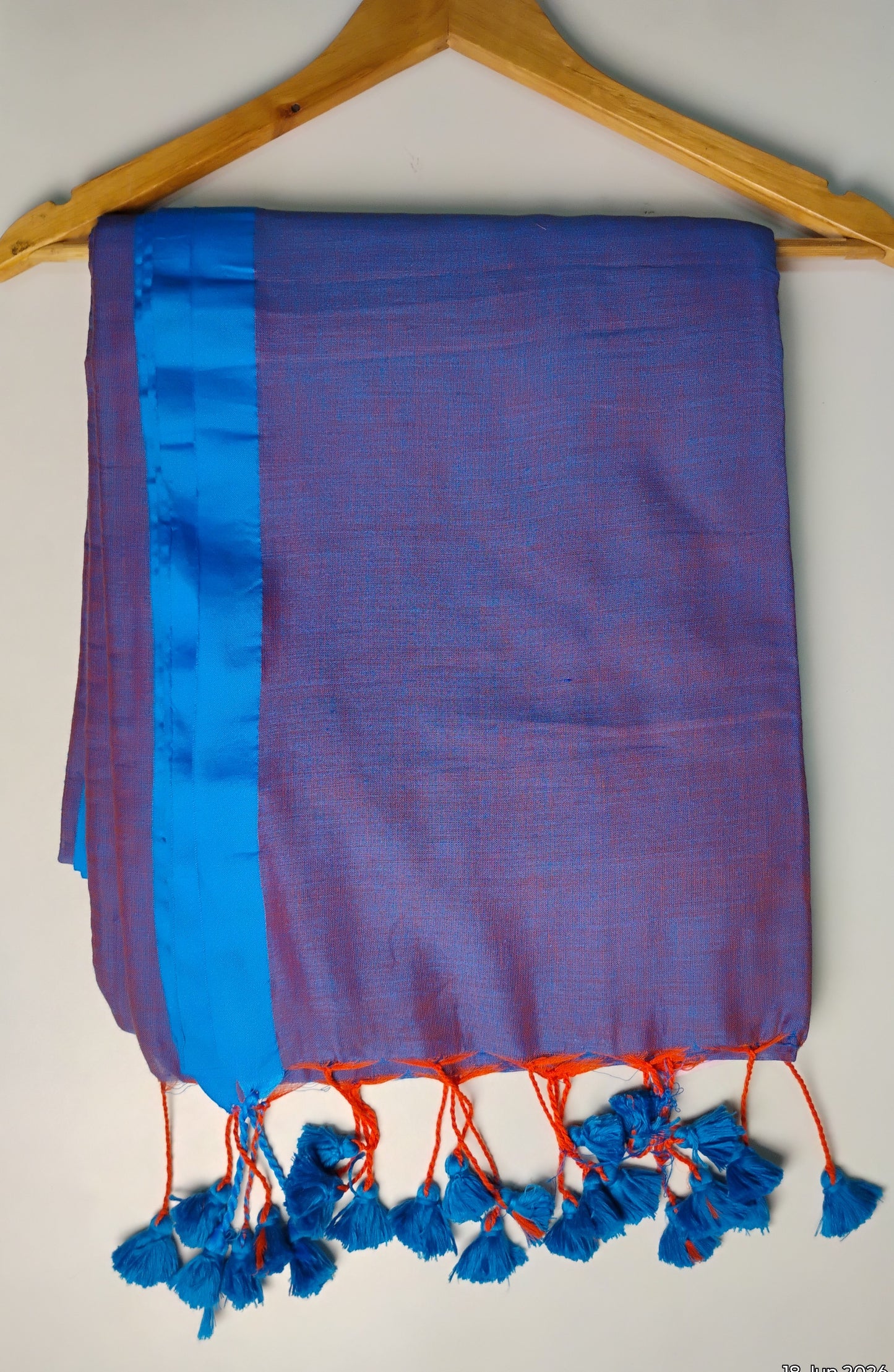 Purple with Blue Khadi Cotton Saree