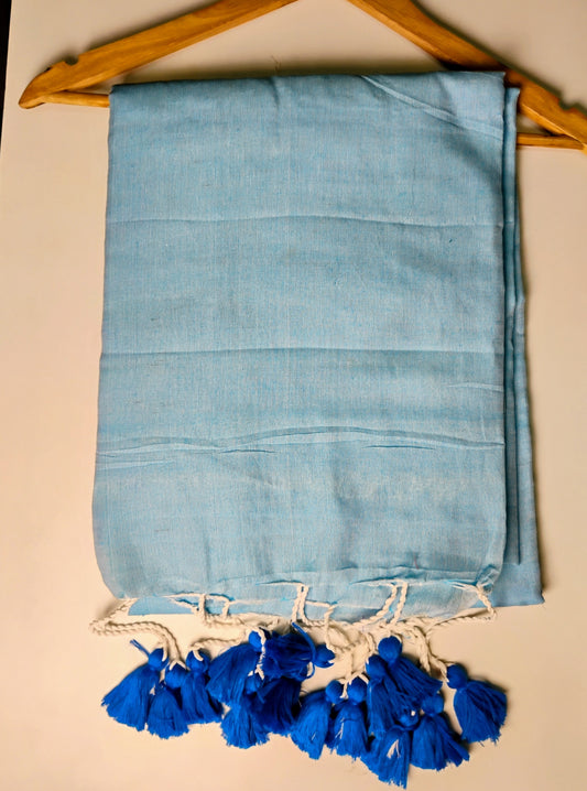 Light Blue Khadi Cotton Saree