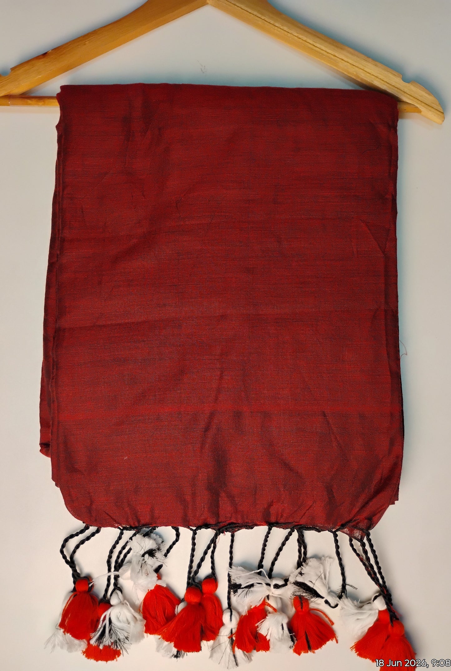 Maroon Khadi Cotton Saree