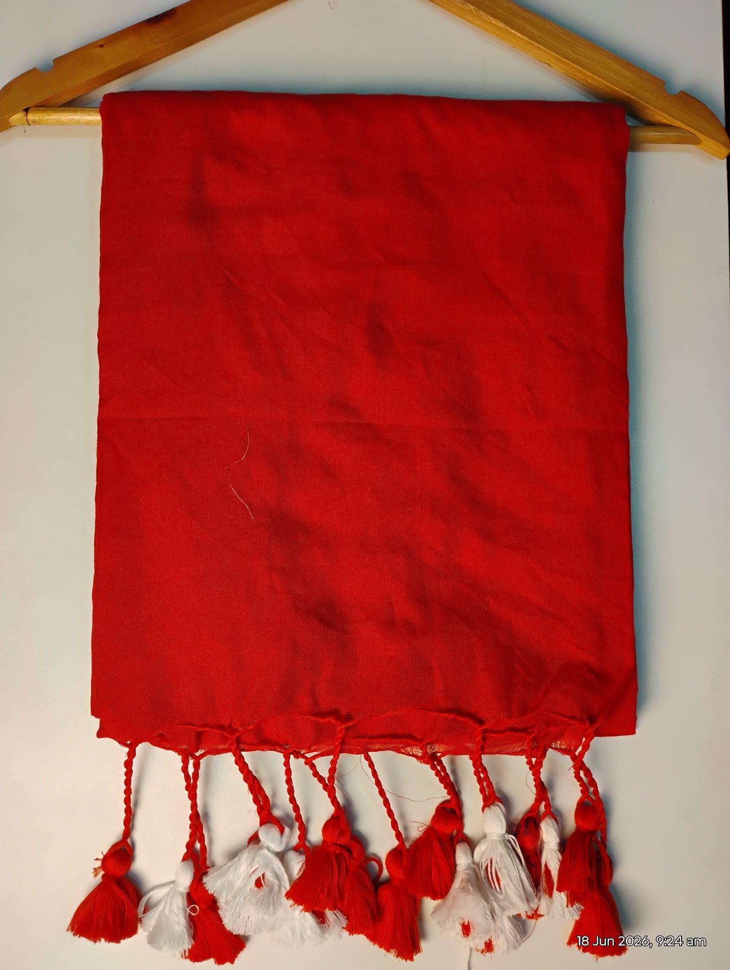 Red Khadi Cotton Saree